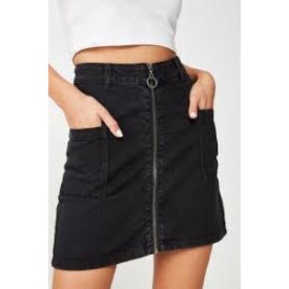 Cotton On Dresses & Skirts - Cotton On Vintage-Style A-Line Mini Skirt With Front Zipper & Pockets Size 6 91%